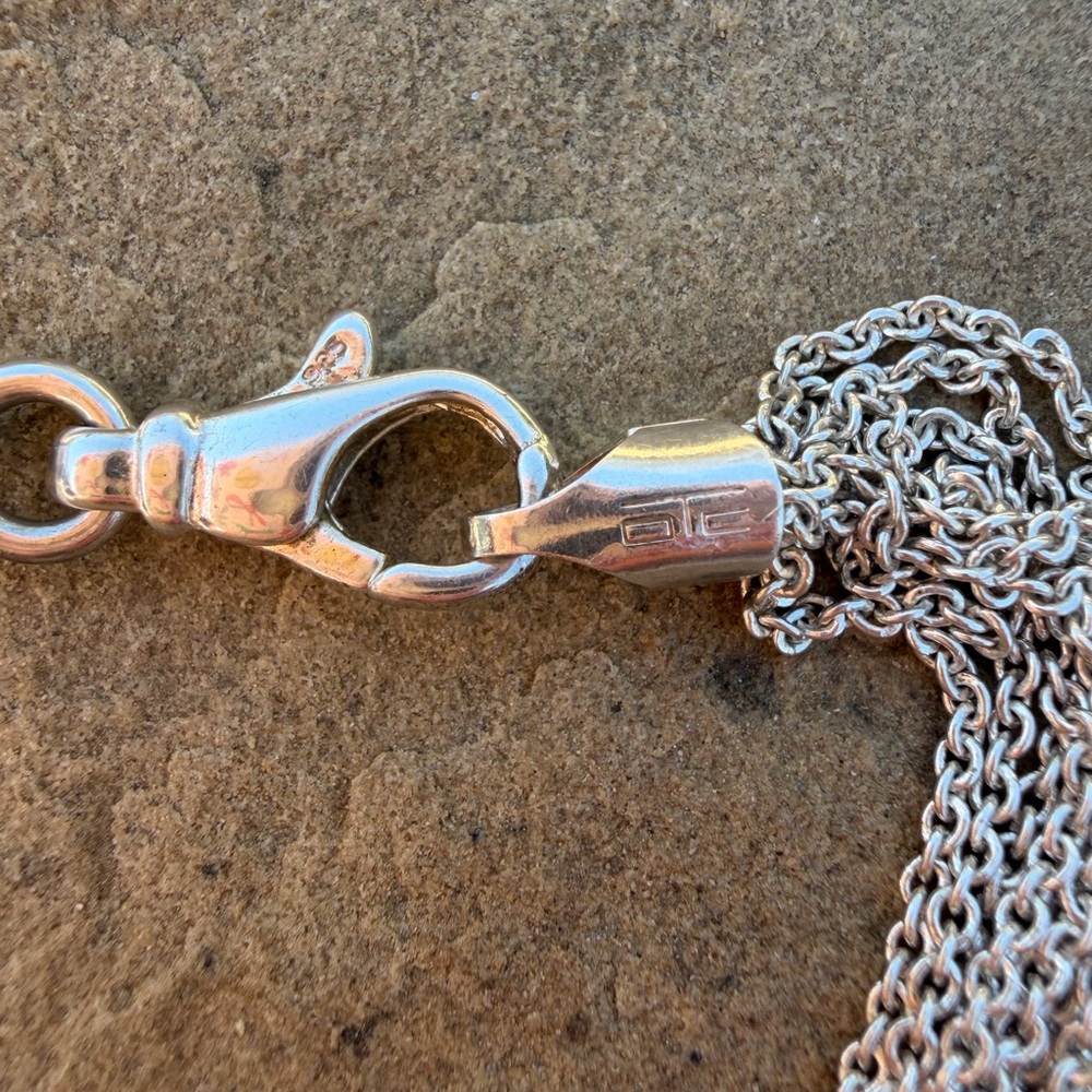 Multi-Chain 925 Sterling SilverBracelet with Circle Pendant - Picture 3 of 6